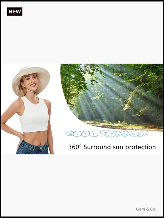UV Protection Wide Brim Bucket Hat with Ponytail Hole Waterproof Foldable main image 6